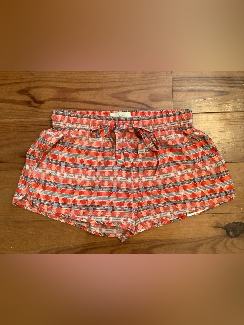 Joie Coral and Gray Striped Cotton Shorts